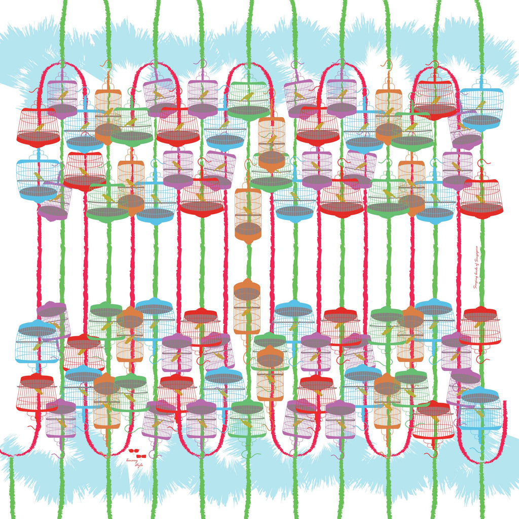 Singing Birds of Singapore Cotton Scarf