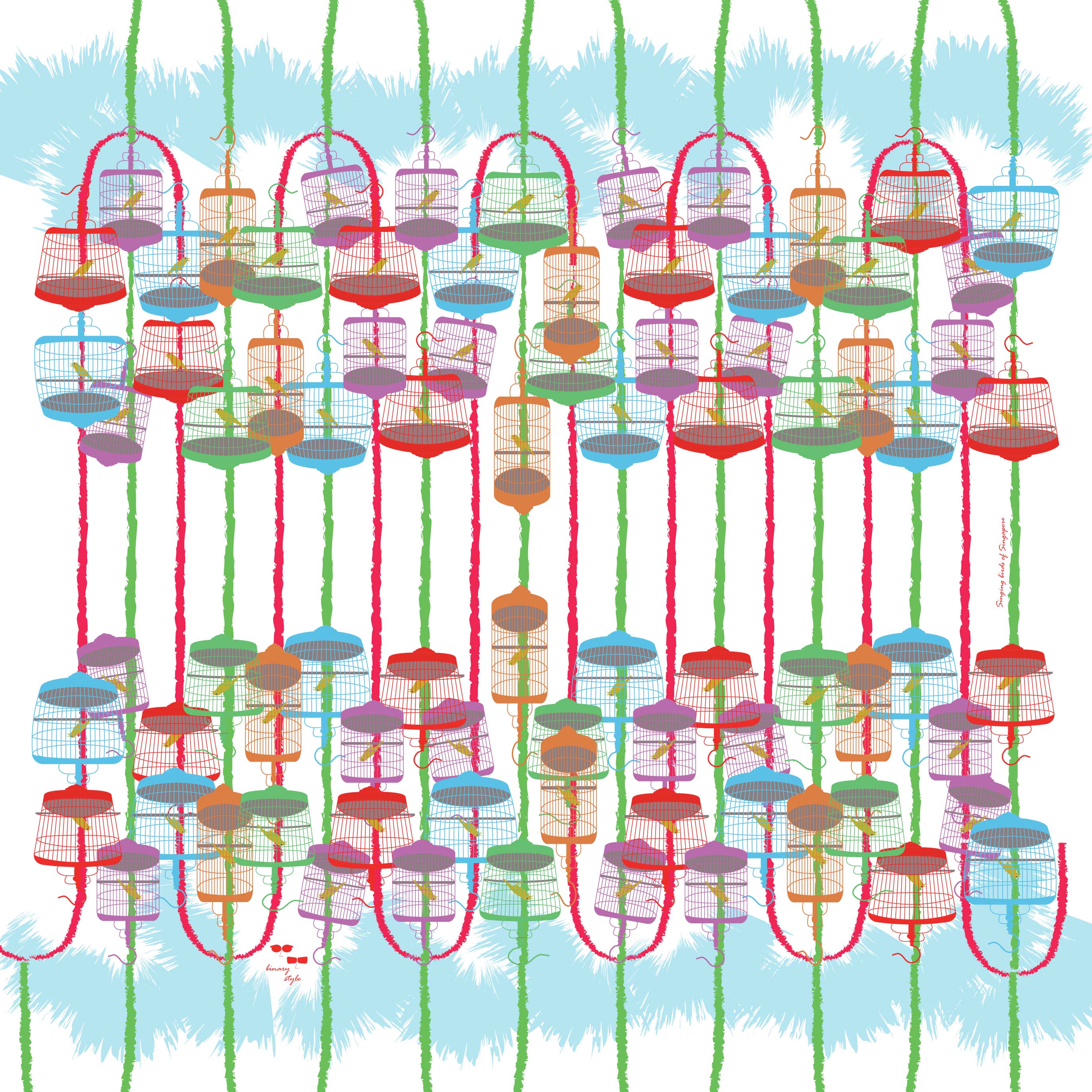 Singing Birds of Singapore Cotton Scarf