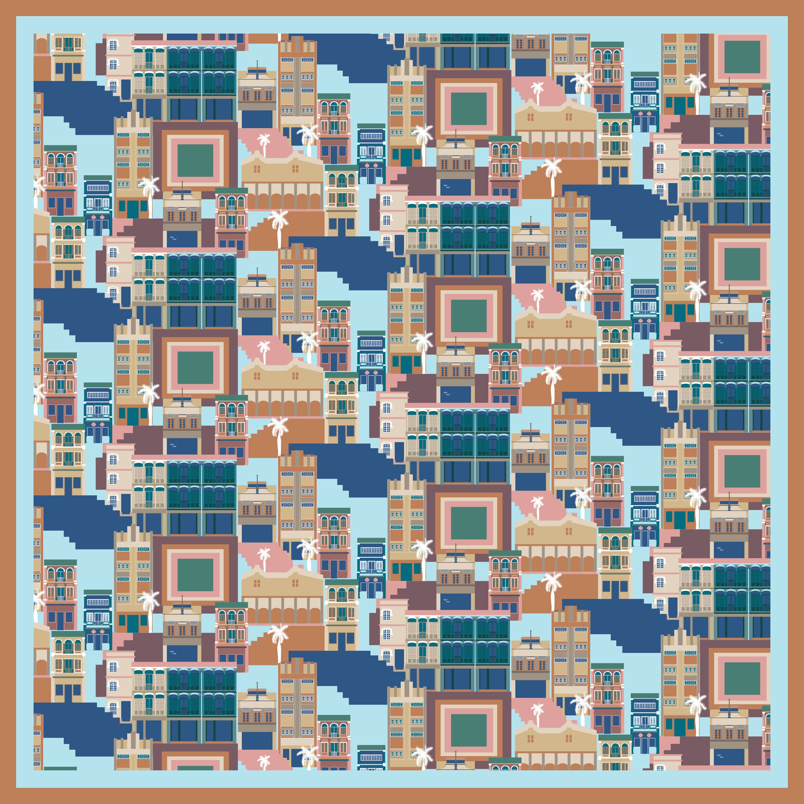 Shophouses of Singapore Cotton Scarf