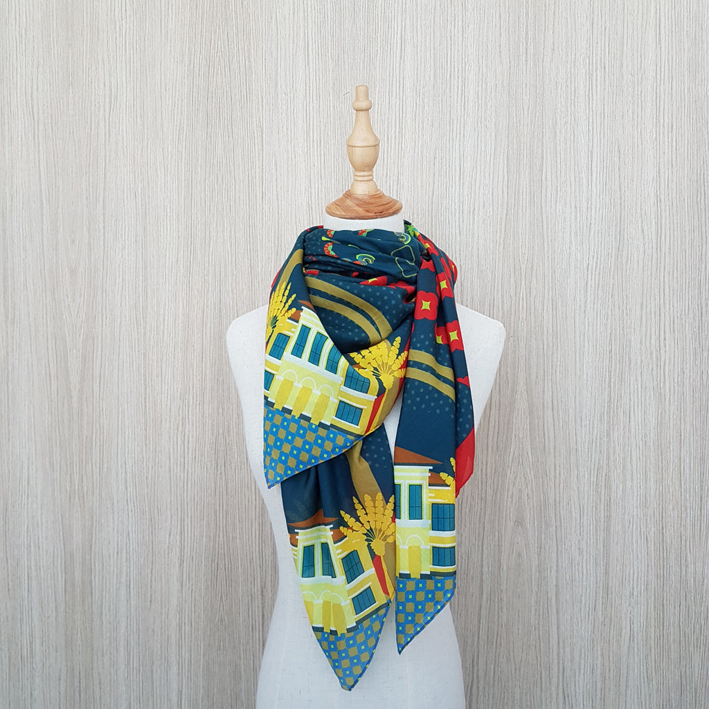 A Festive Night at Kampong Glam Cotton Silk Scarf