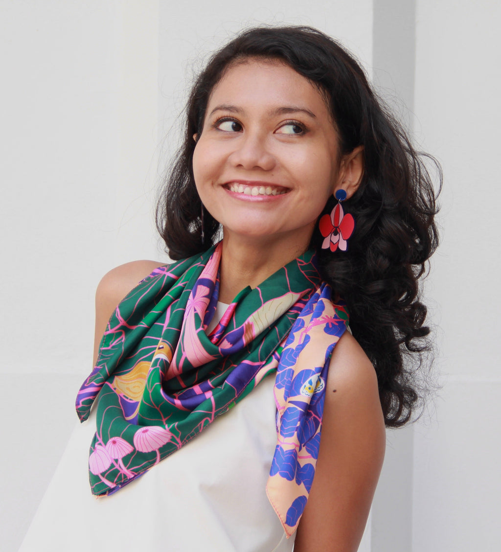 Our Beating Heart of Green Silk Scarf