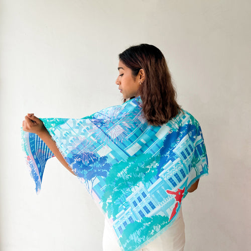 A City in a Garden Cotton Scarf