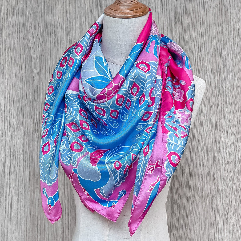 Peranakan Epiphanies in Lilac Premium Silk Scarf
