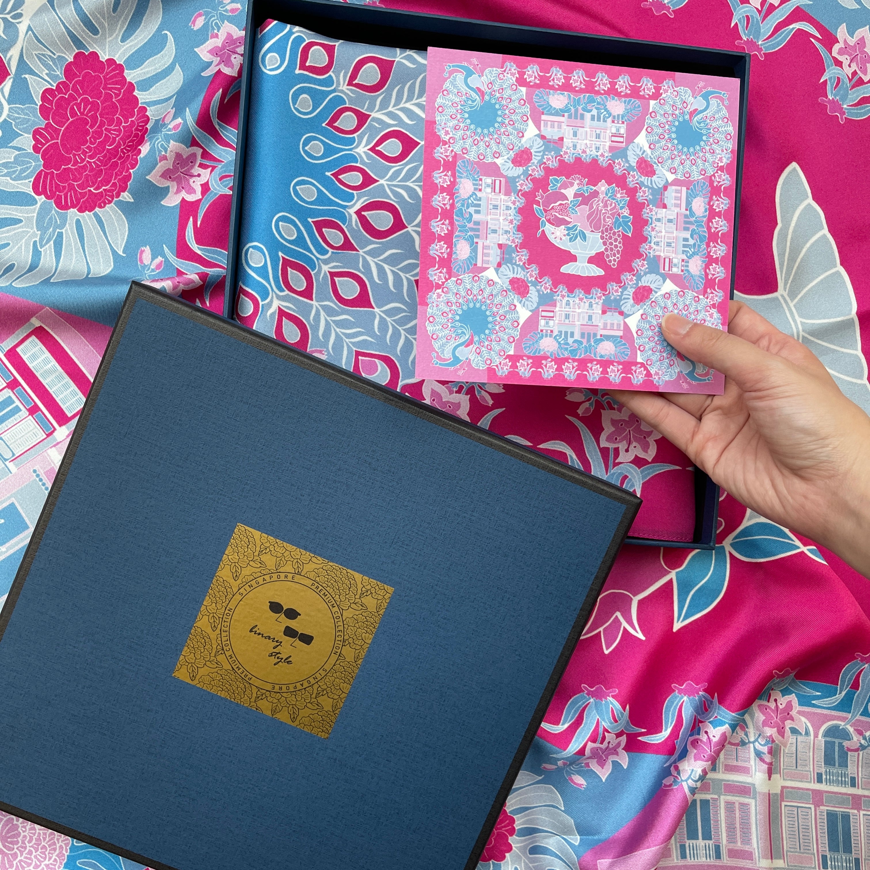 Peranakan Epiphanies in Lilac Premium Silk Scarf