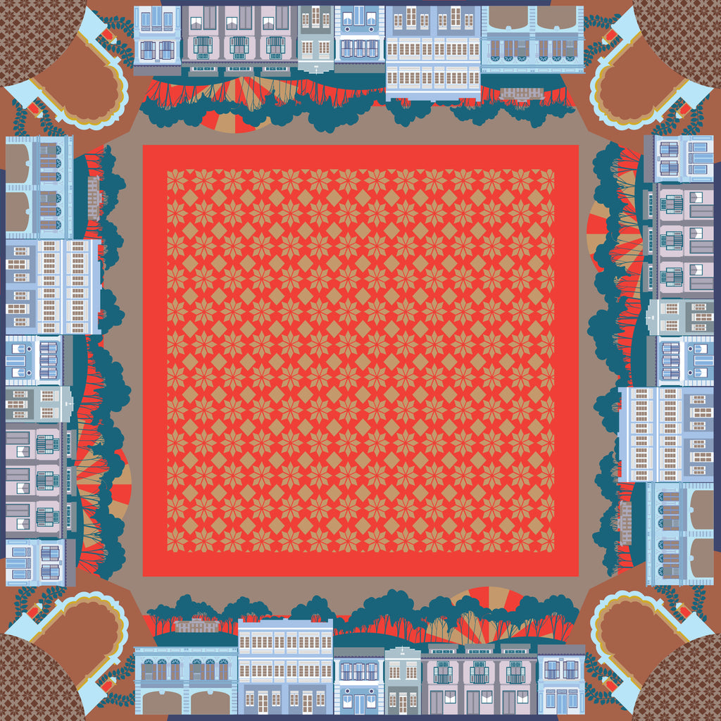 Shophouses at the Foothill Silk Scarf