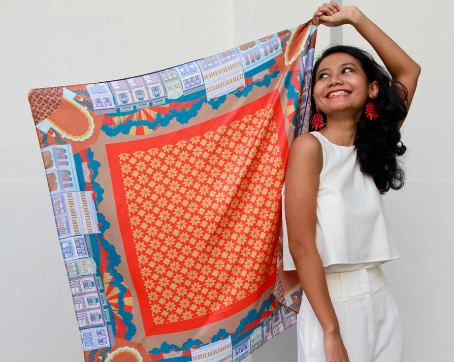 Shophouses at the Foothill Silk Scarf