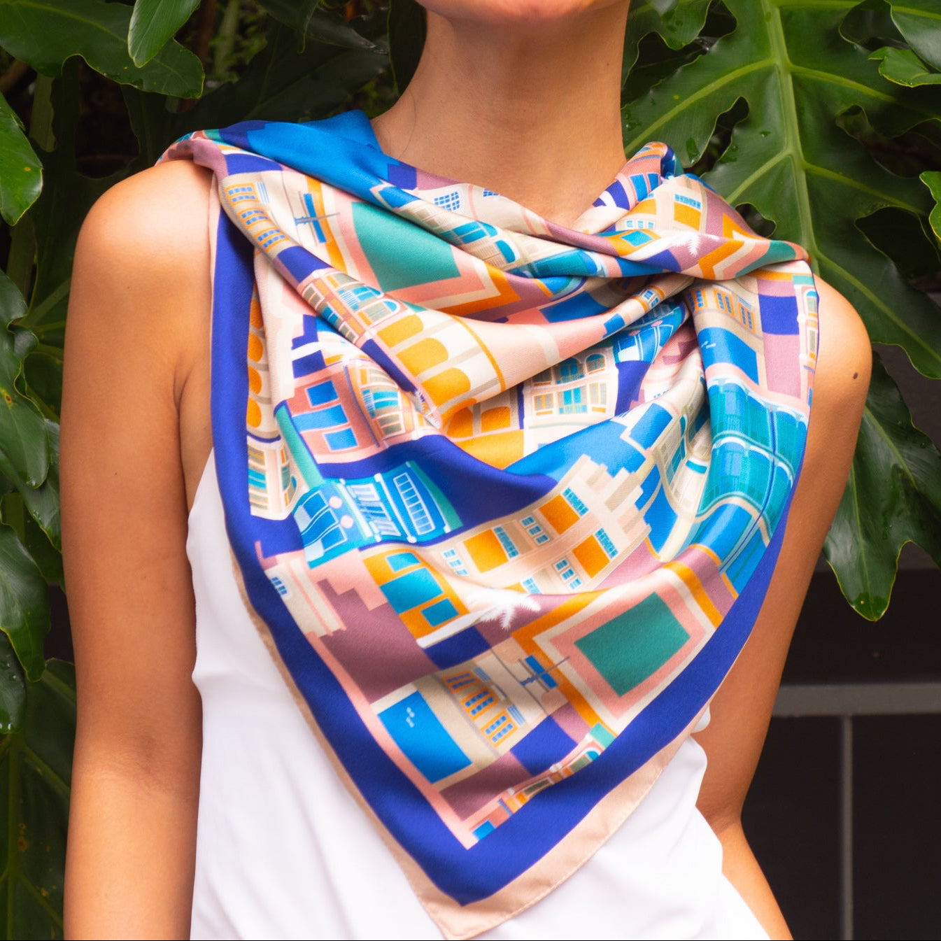 Shophouses of Singapore Premium Silk Scarf