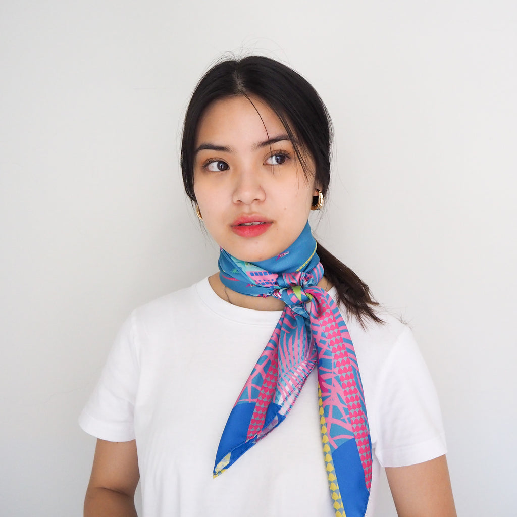 Dragons on Singapore Water Silk Scarf