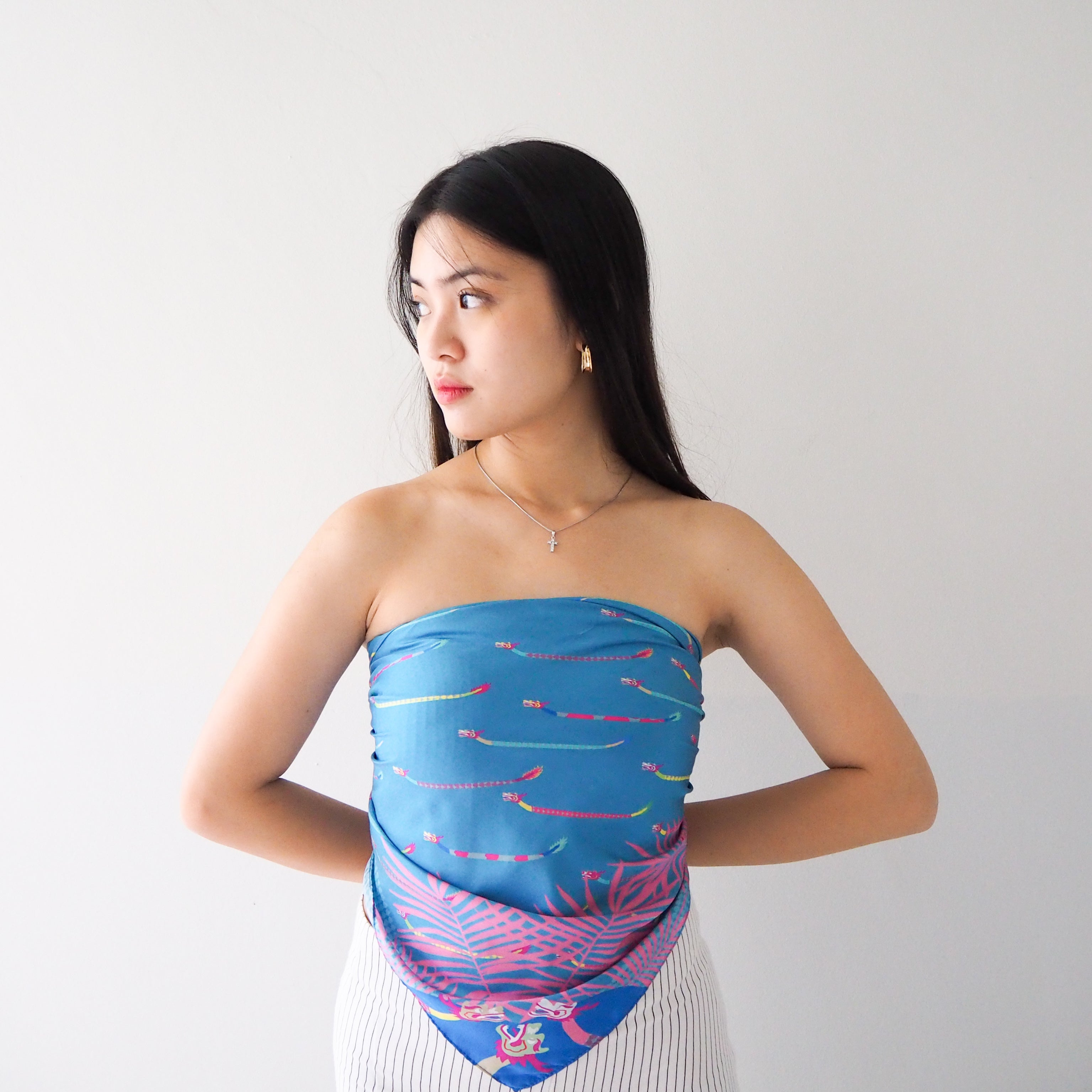 Dragons on Singapore Water Silk Scarf