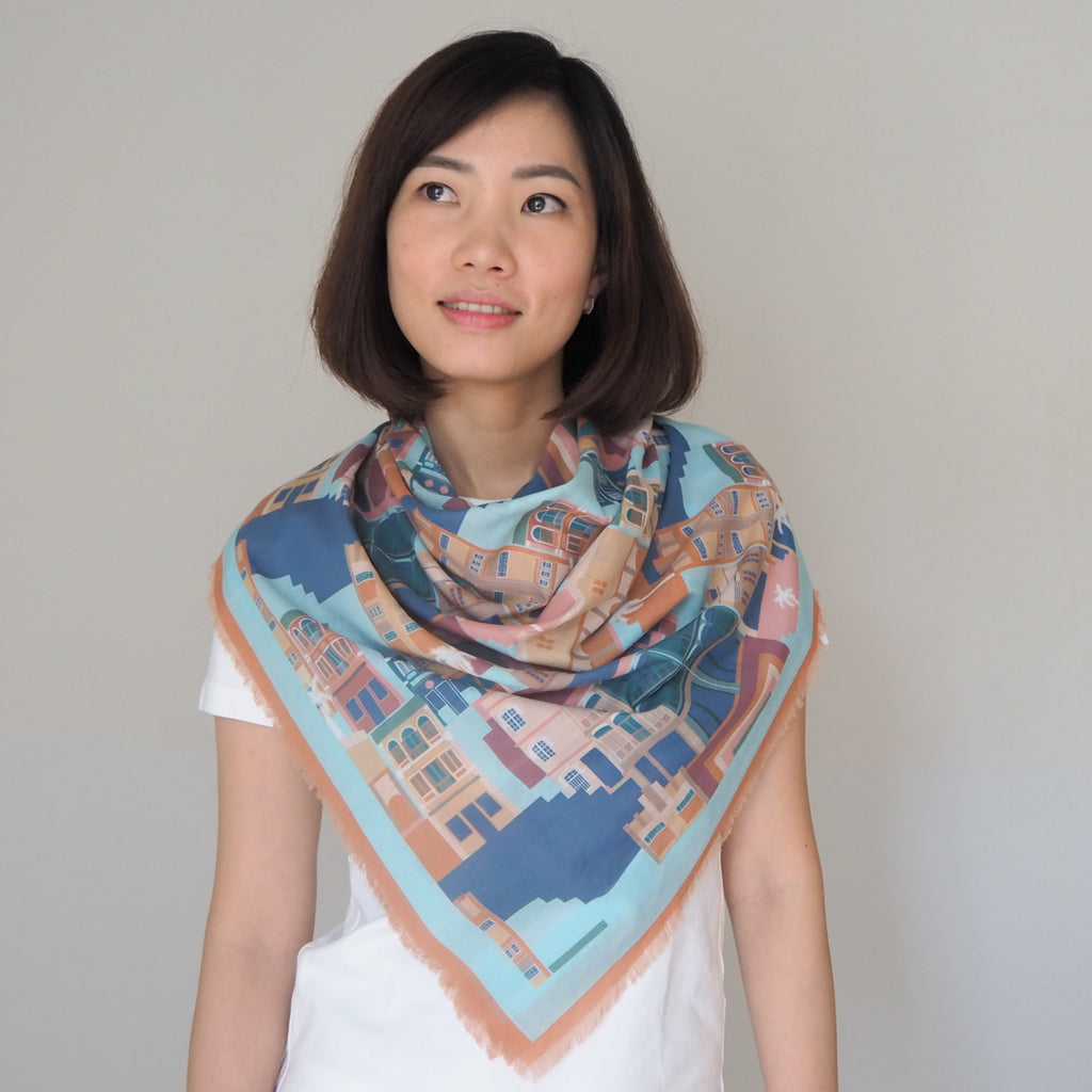 Shophouses of Singapore Cotton Scarf