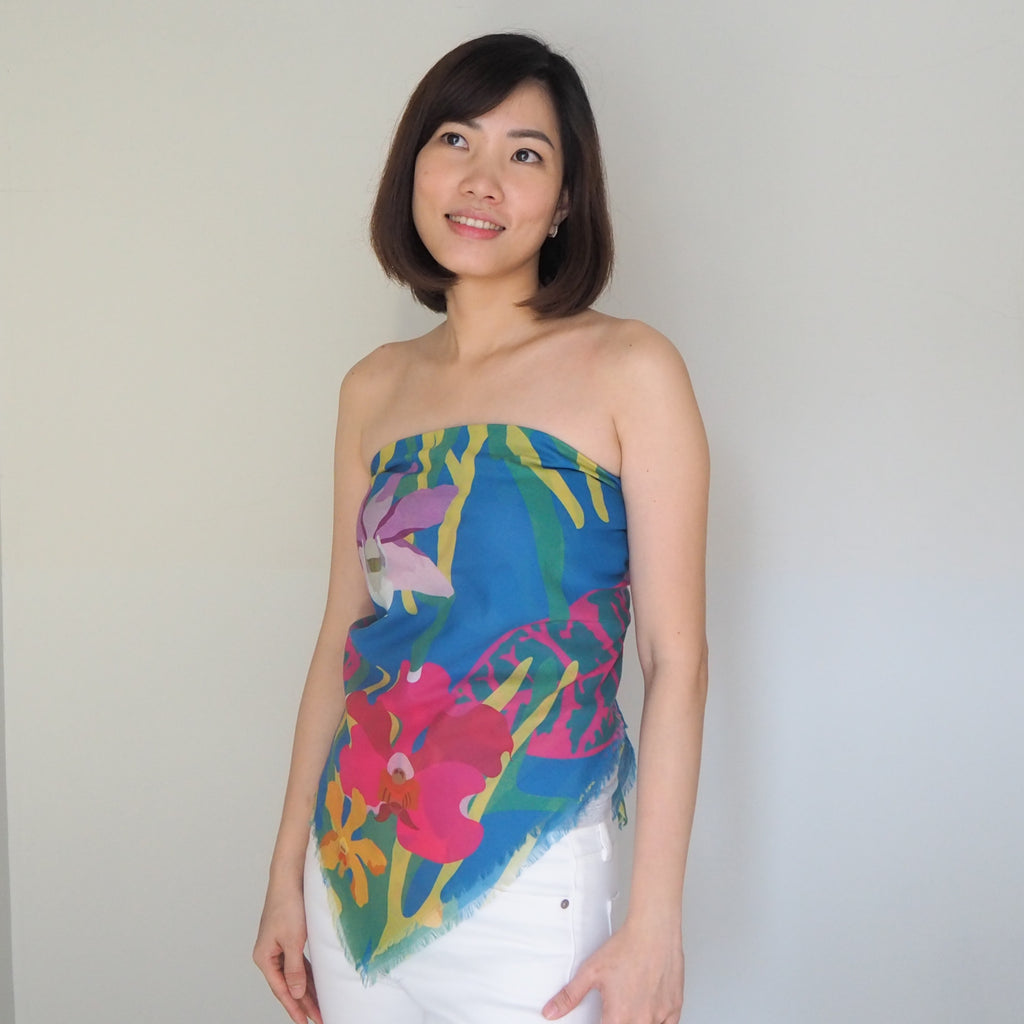 Orchidea Blue Cotton Scarf