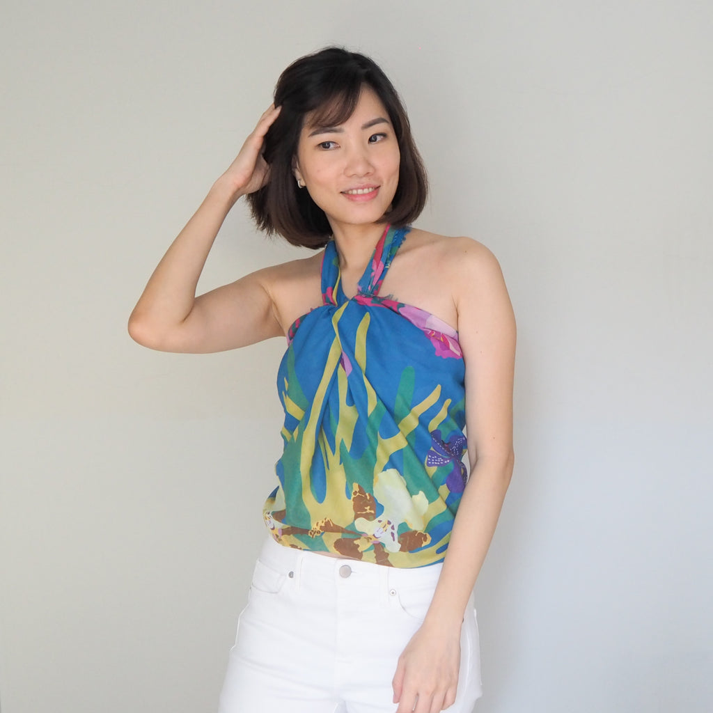Orchidea Blue Cotton Scarf