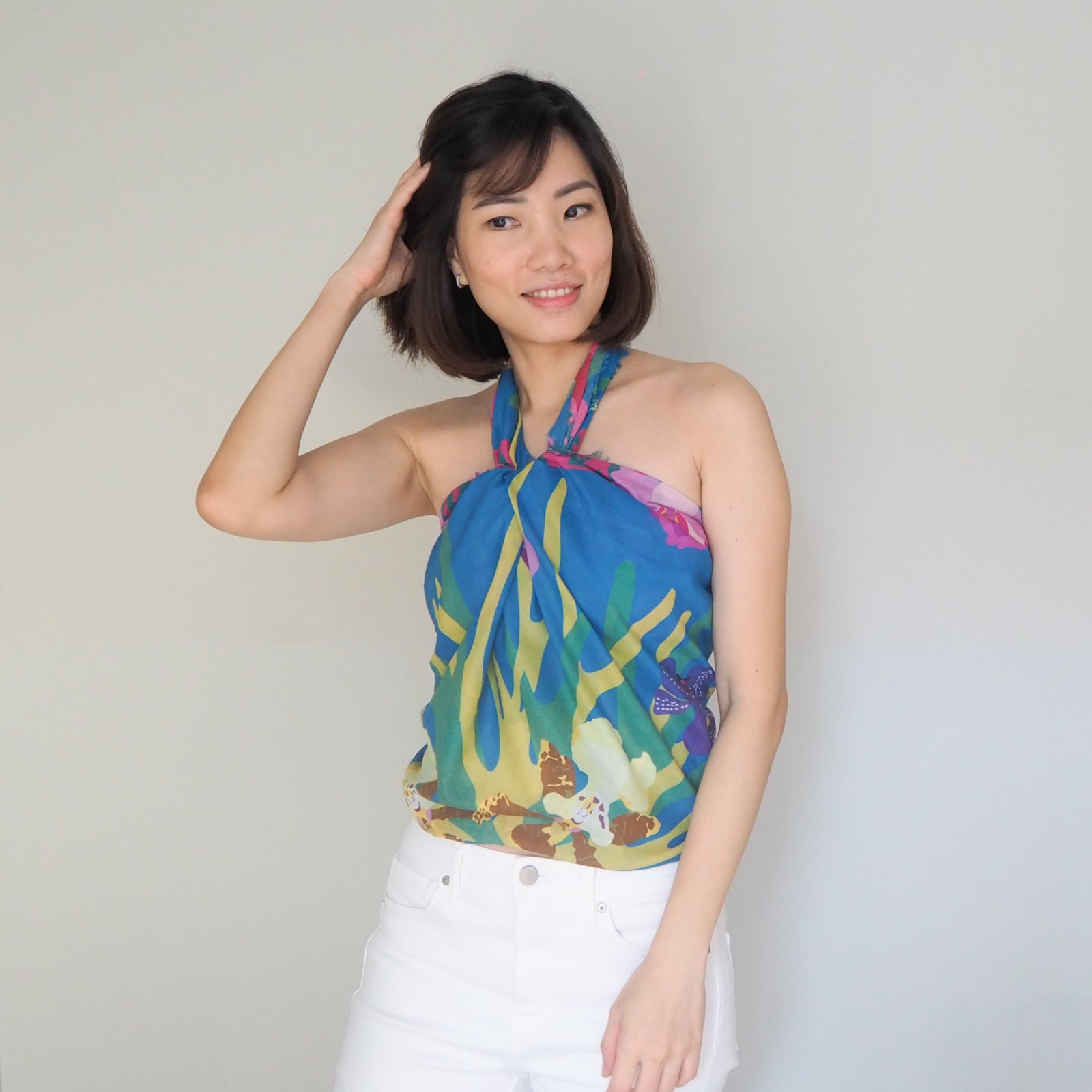 Orchidea Blue Cotton Scarf