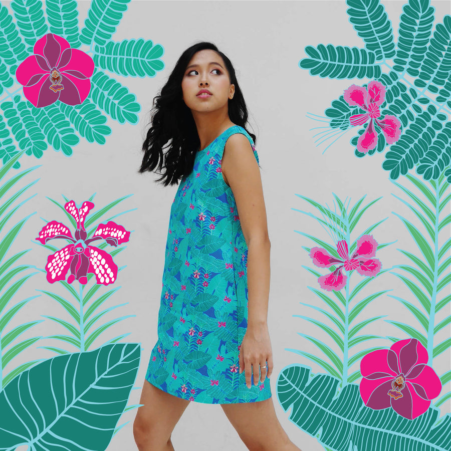 Botanical Cotton Mini Dress