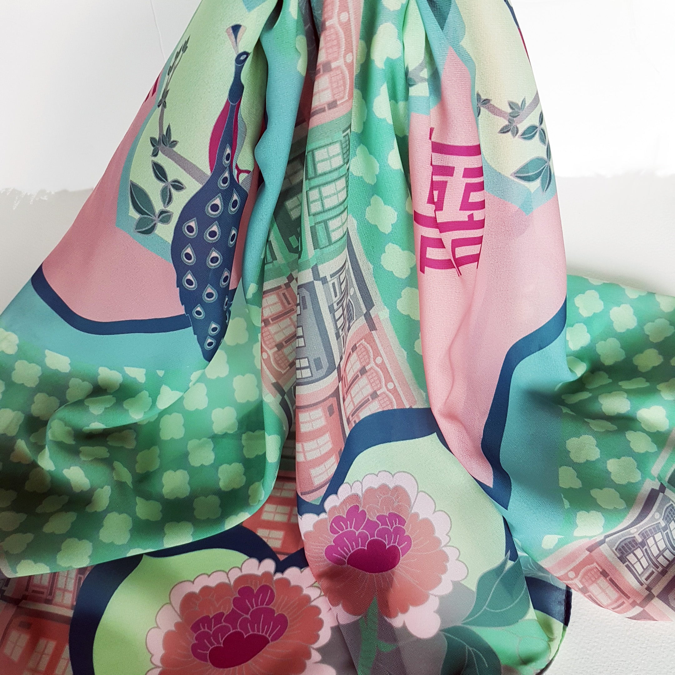 Peranakan Opulence Chiffon Scarf