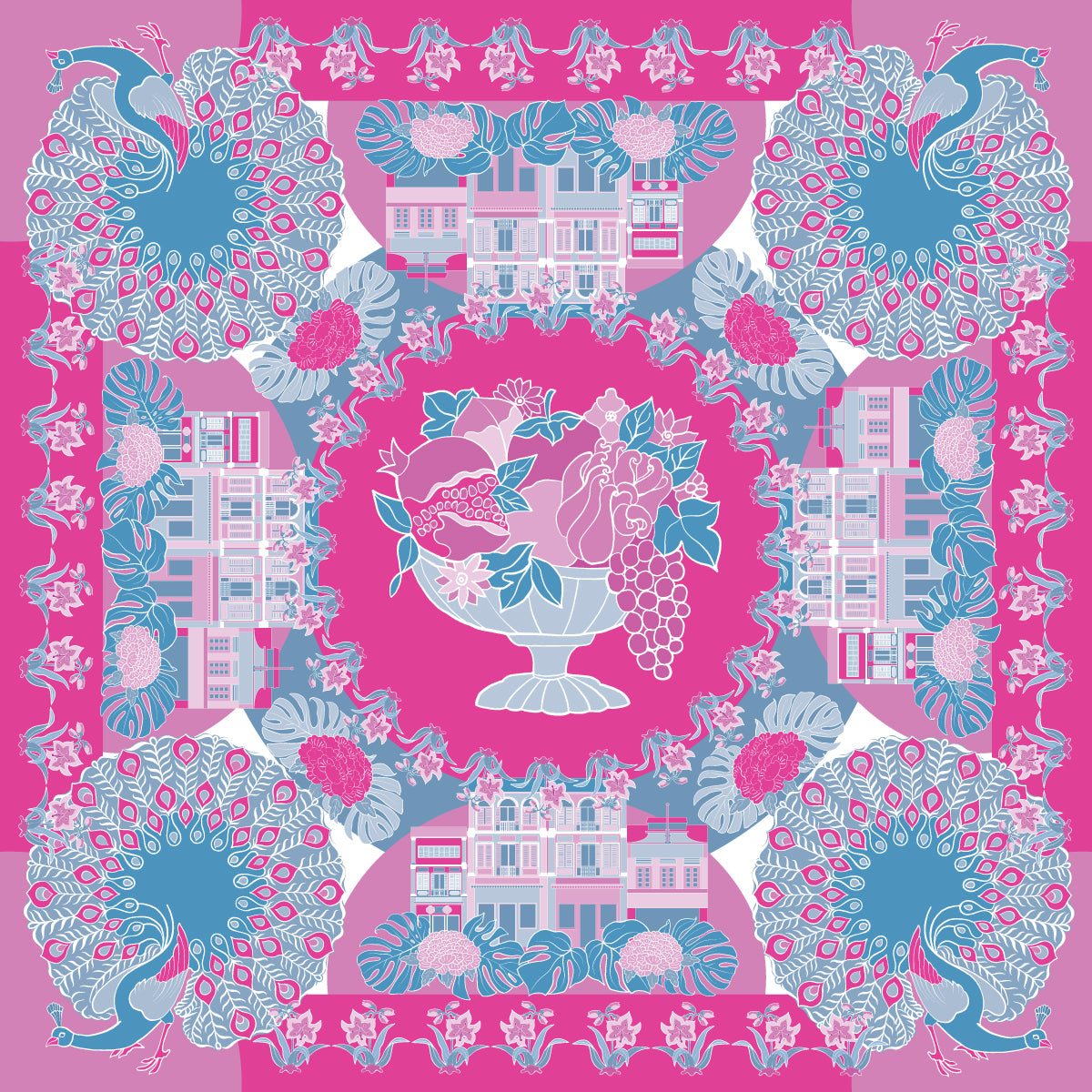 Peranakan Epiphanies in Lilac Premium Silk Scarf