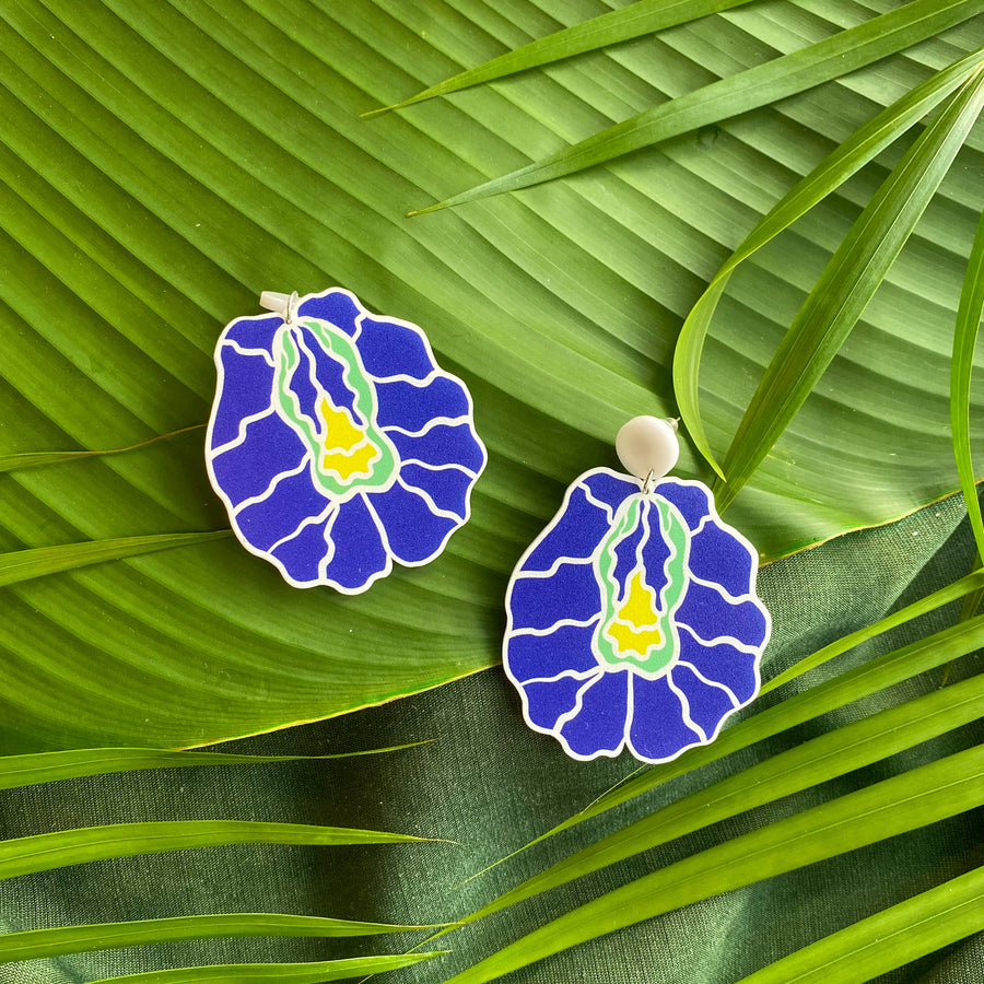 Pretty Blue Flowers Earrings