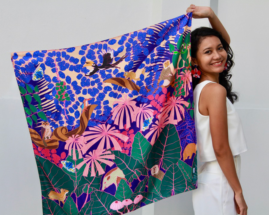 Our Beating Heart of Green Silk Scarf