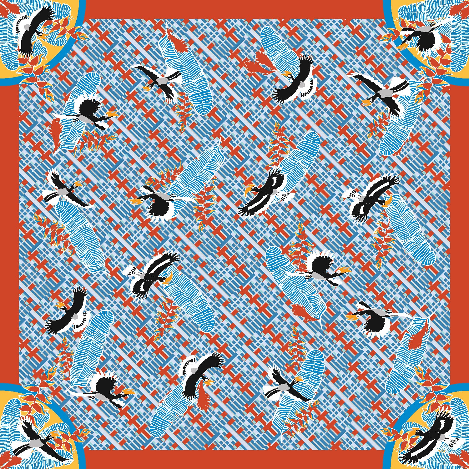 Hornbills In The City in Blue