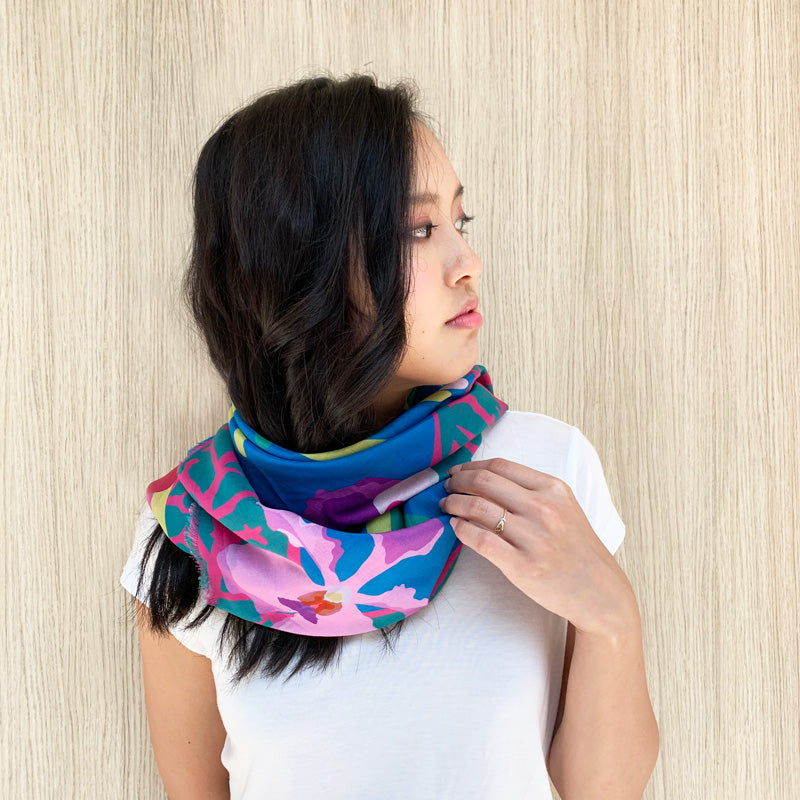 Orchidea Blue Cotton Scarf